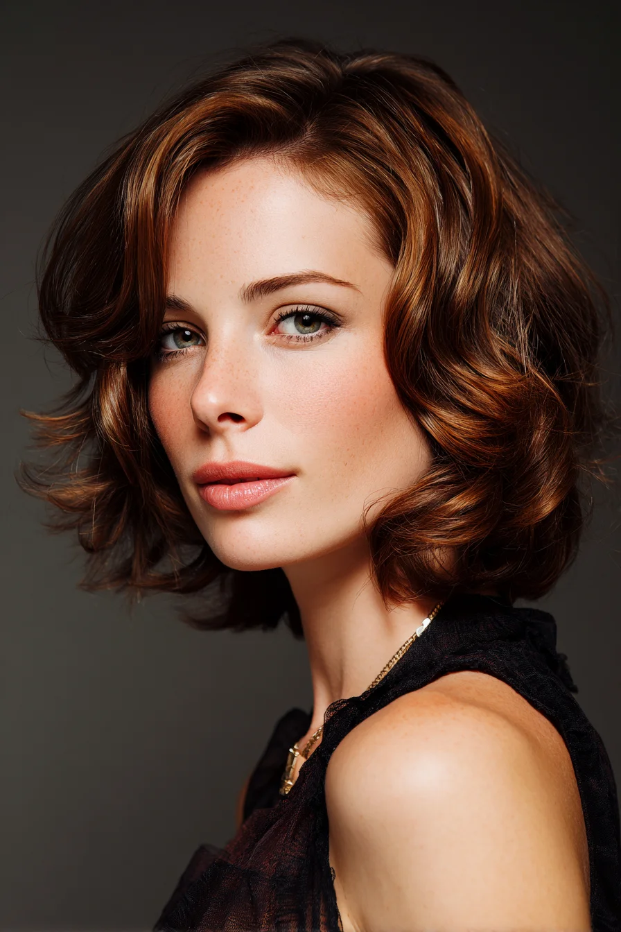Soft Layered Bob with Voluminous Waves