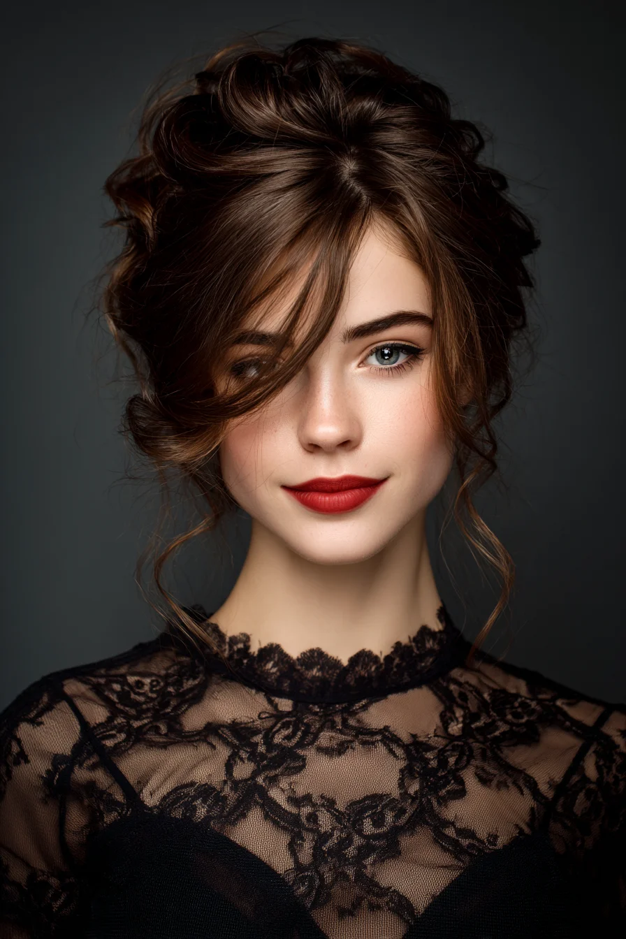 ## Soft Textured Romantic Updo with Face‑Framing Tendrils