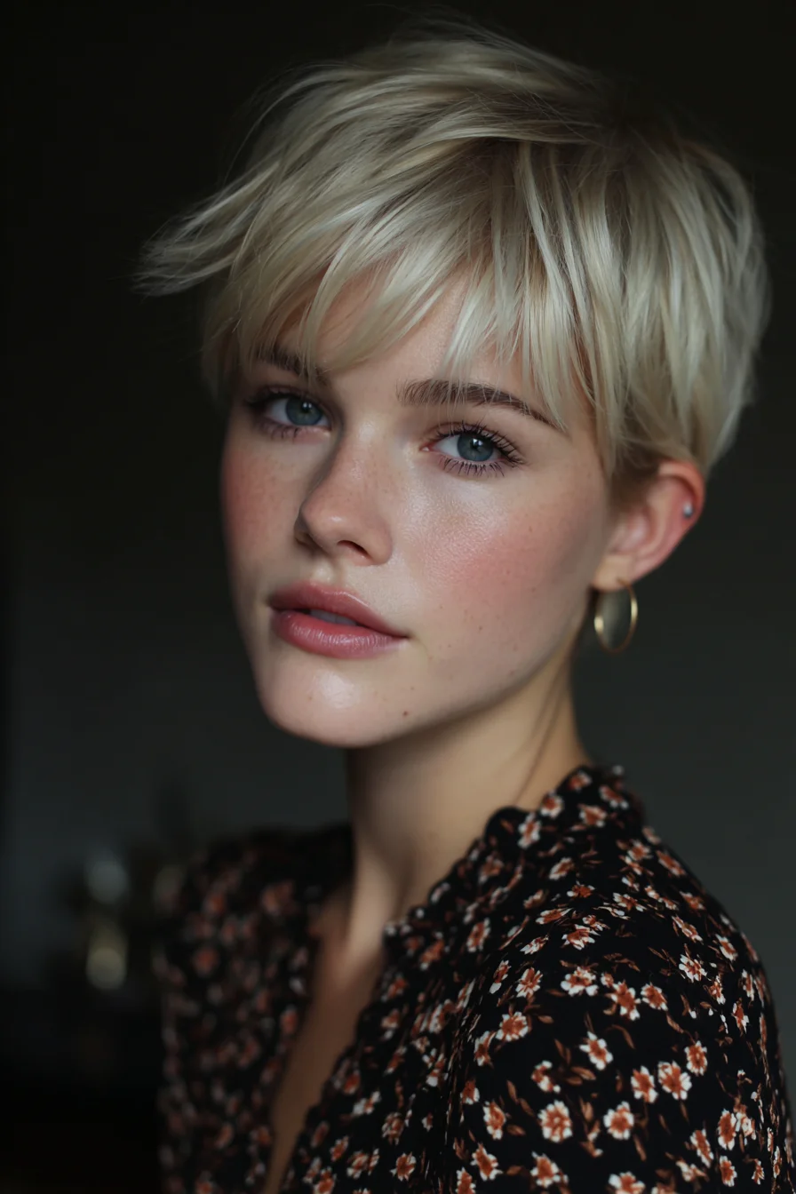 Textured Blonde Pixie with Wispy Fringe