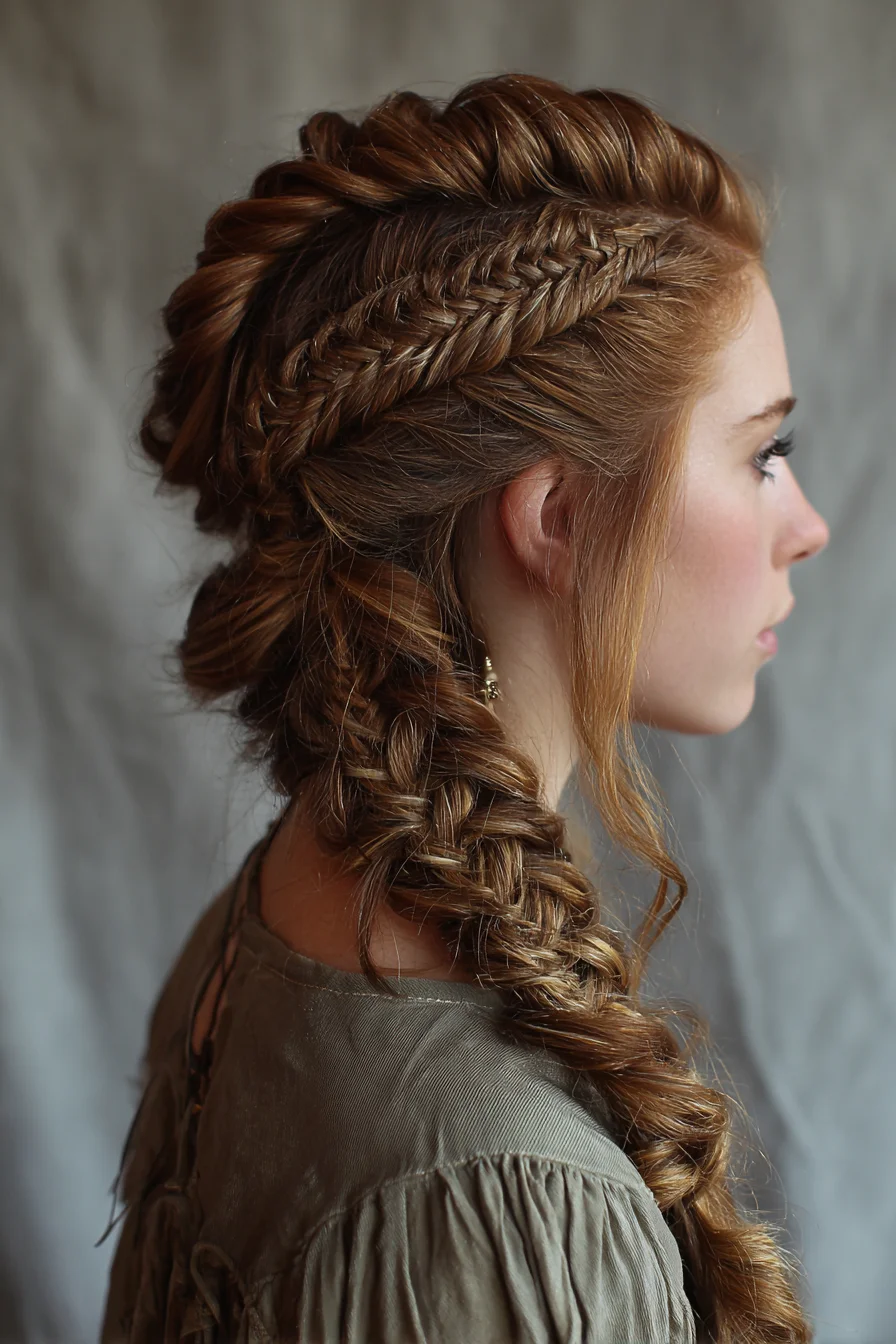 Textured Boho Fishtail Halo with Chunky Side Braid