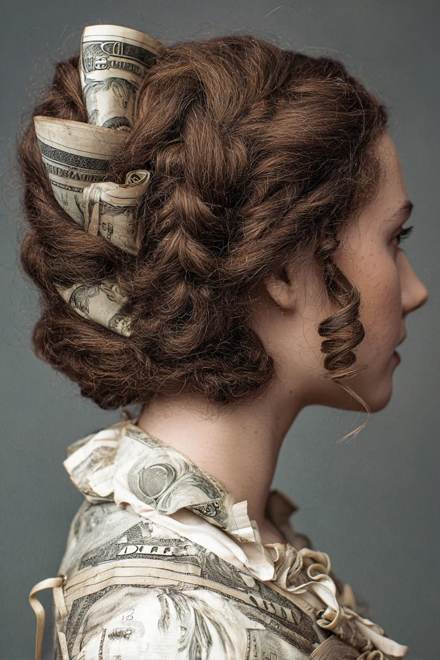 Textured Braided Vintage Updo with Sculpted Corkscrew Curls