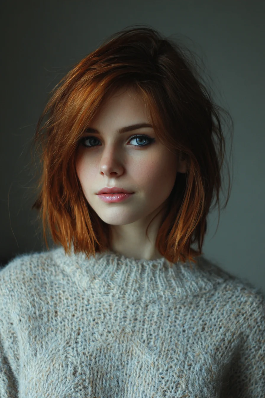 Textured Chin-Length Bob (Lob) with Soft Layers and Side Part