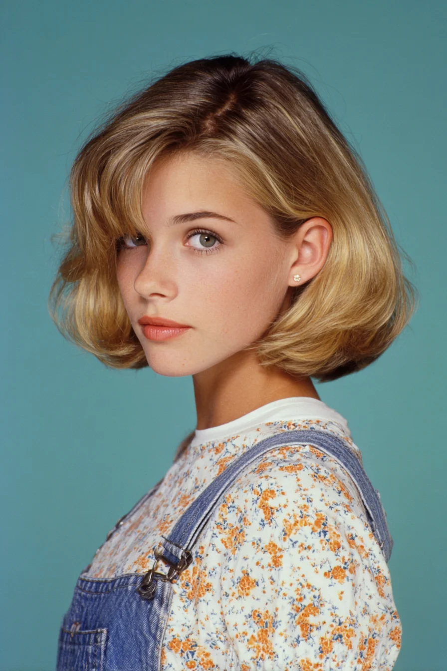 Textured Chin-Length Bob with Side-Swept Bangs