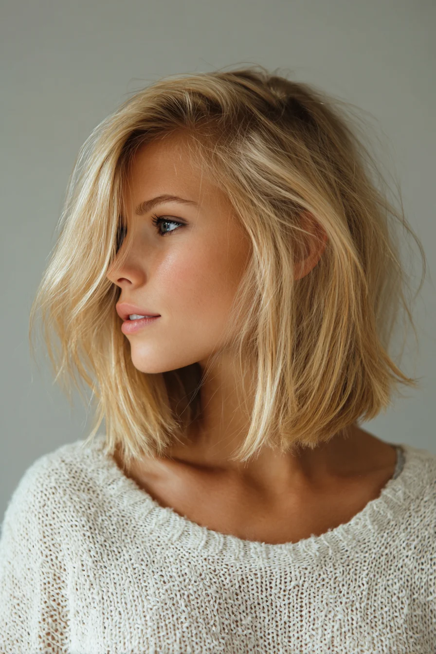 Textured Chin-Length Lob with Face-Framing Layers