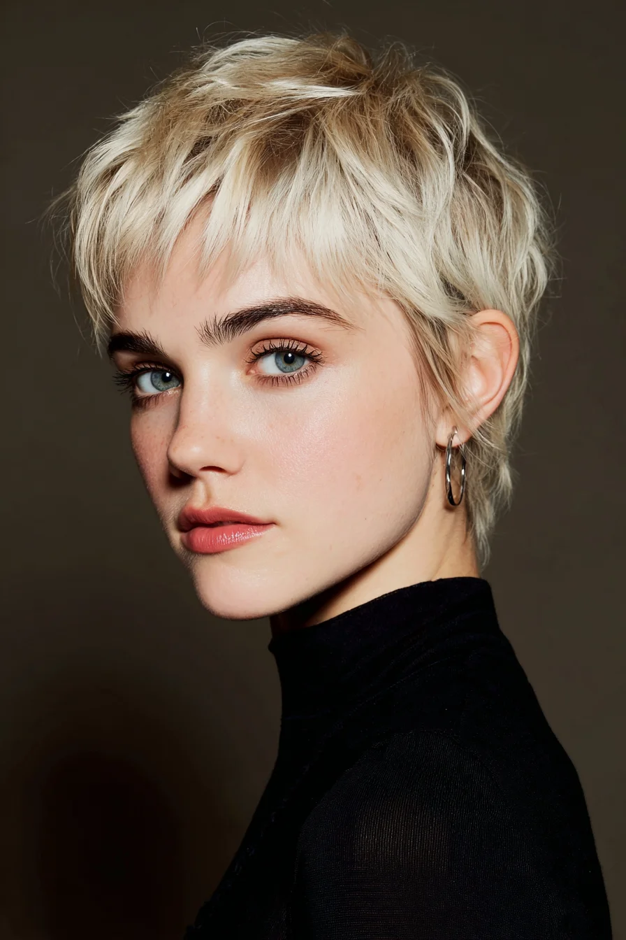 Textured Choppy Pixie Cut with Micro Fringe — Short Blonde Layers