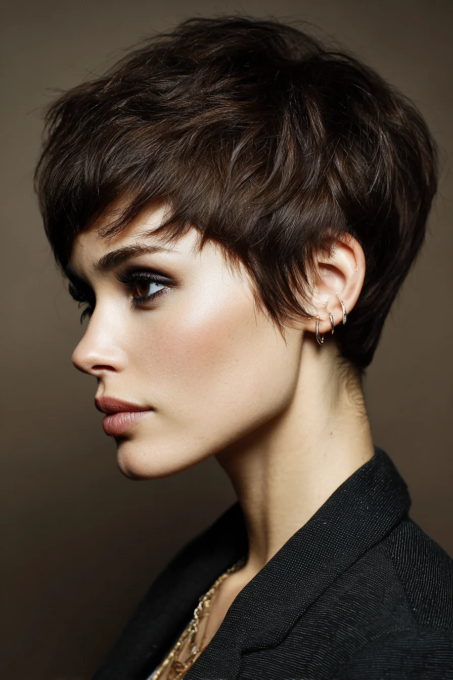 Textured Choppy Pixie with Soft Fringe — Short Layered Pixie