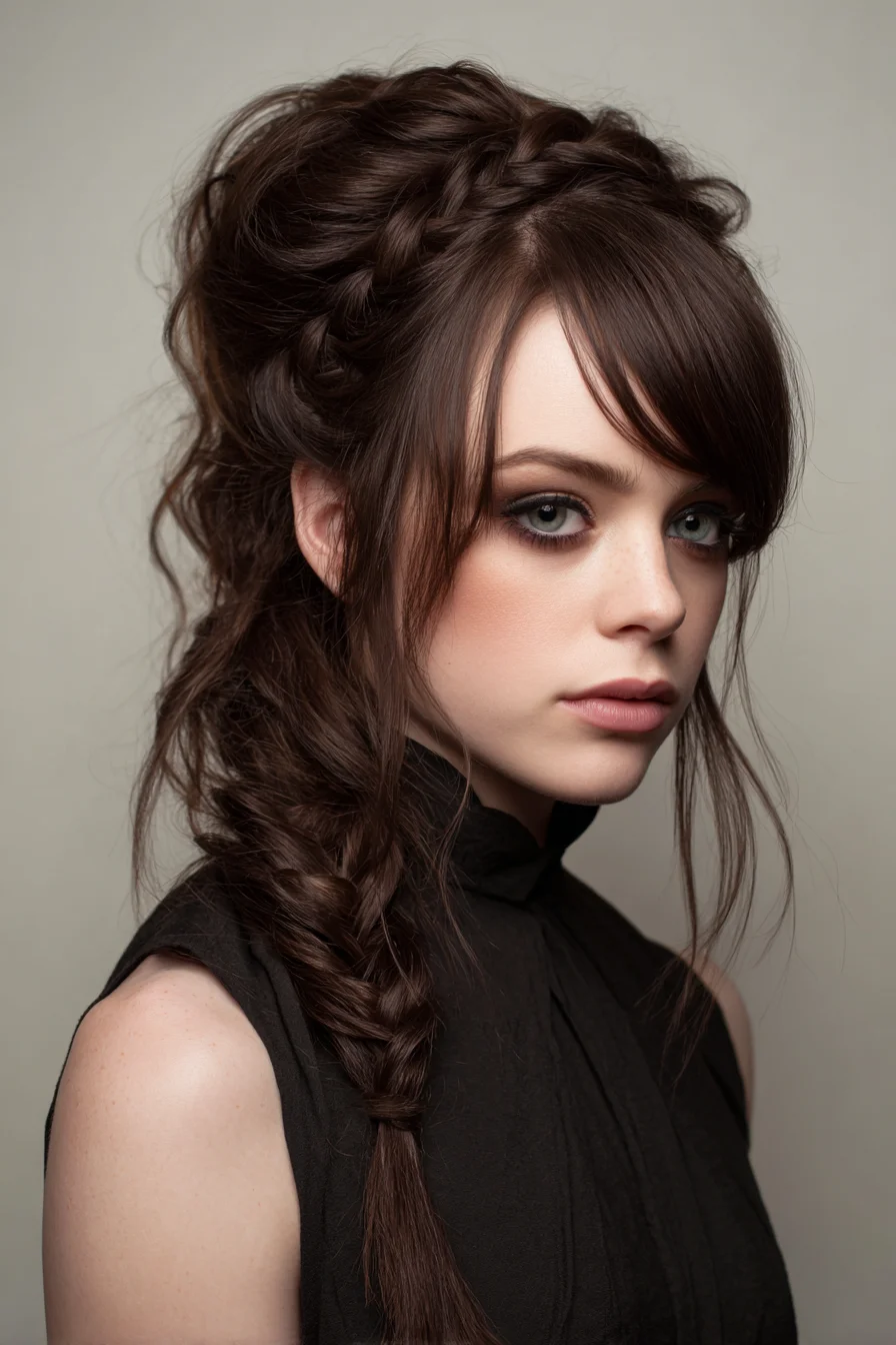 Textured Crown Braid into Loose Fishtail — Voluminous Romantic Half-Up Updo
