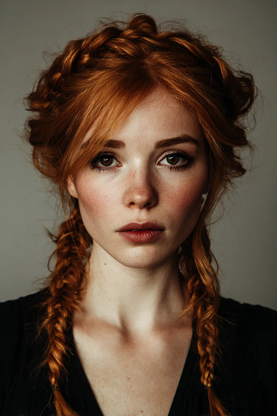 Textured Crown Braid with Loose Double Braids — Boho Braided Updo