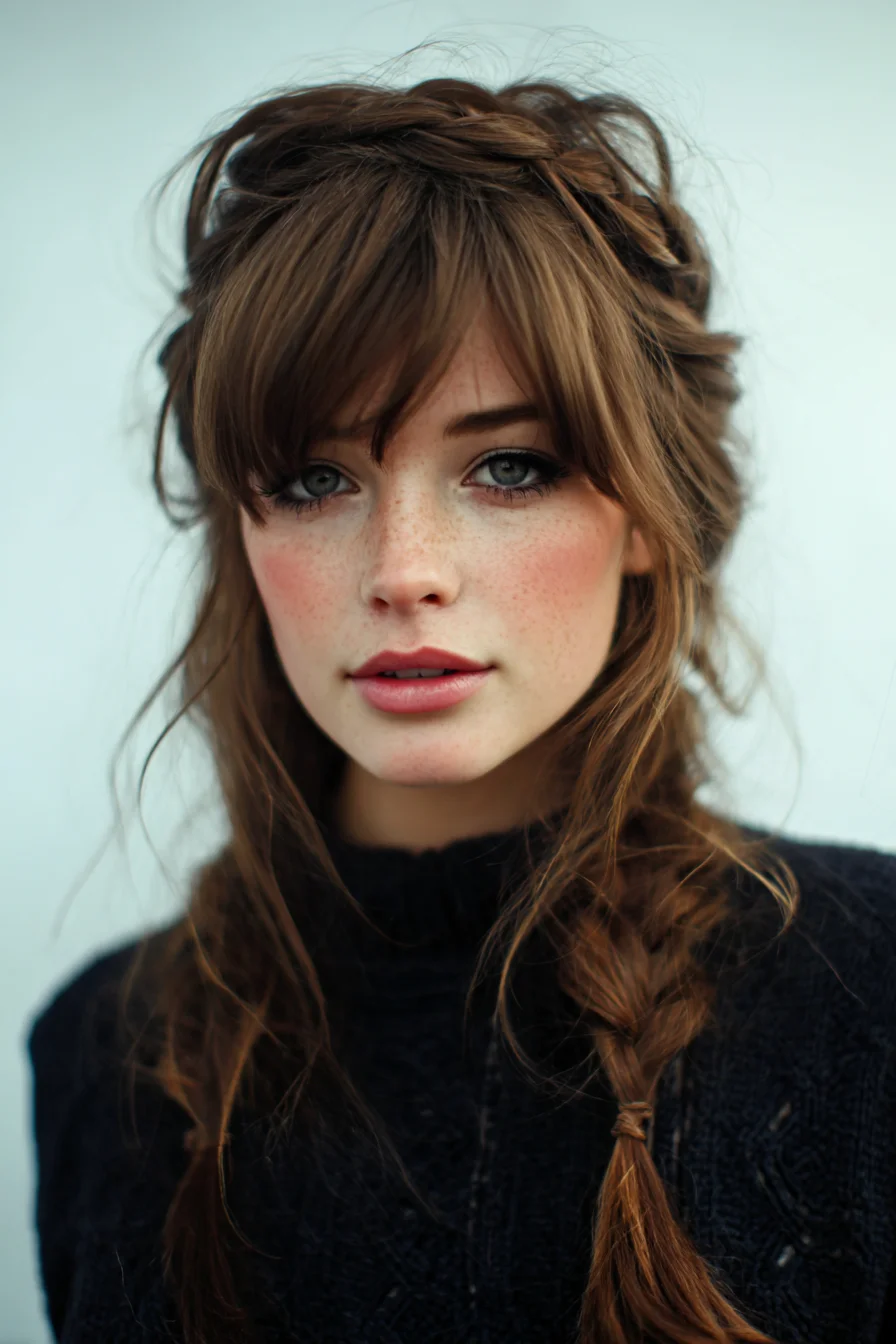 Textured Crown Braid with Loose Side Plait — Romantic Boho Half-Up