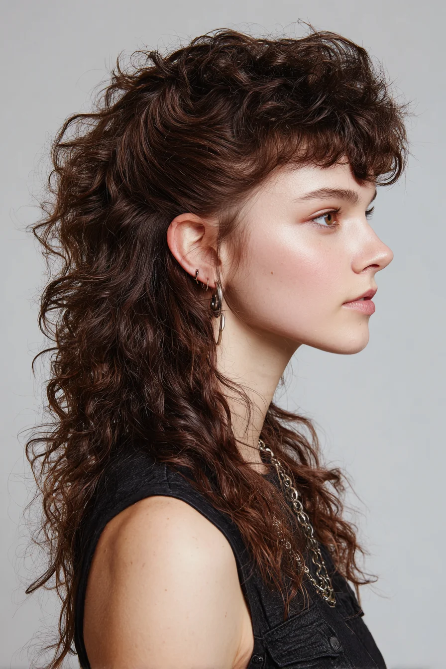 Textured Curly Shag with Short Fringe — Layered Mullet-Inspired Cut