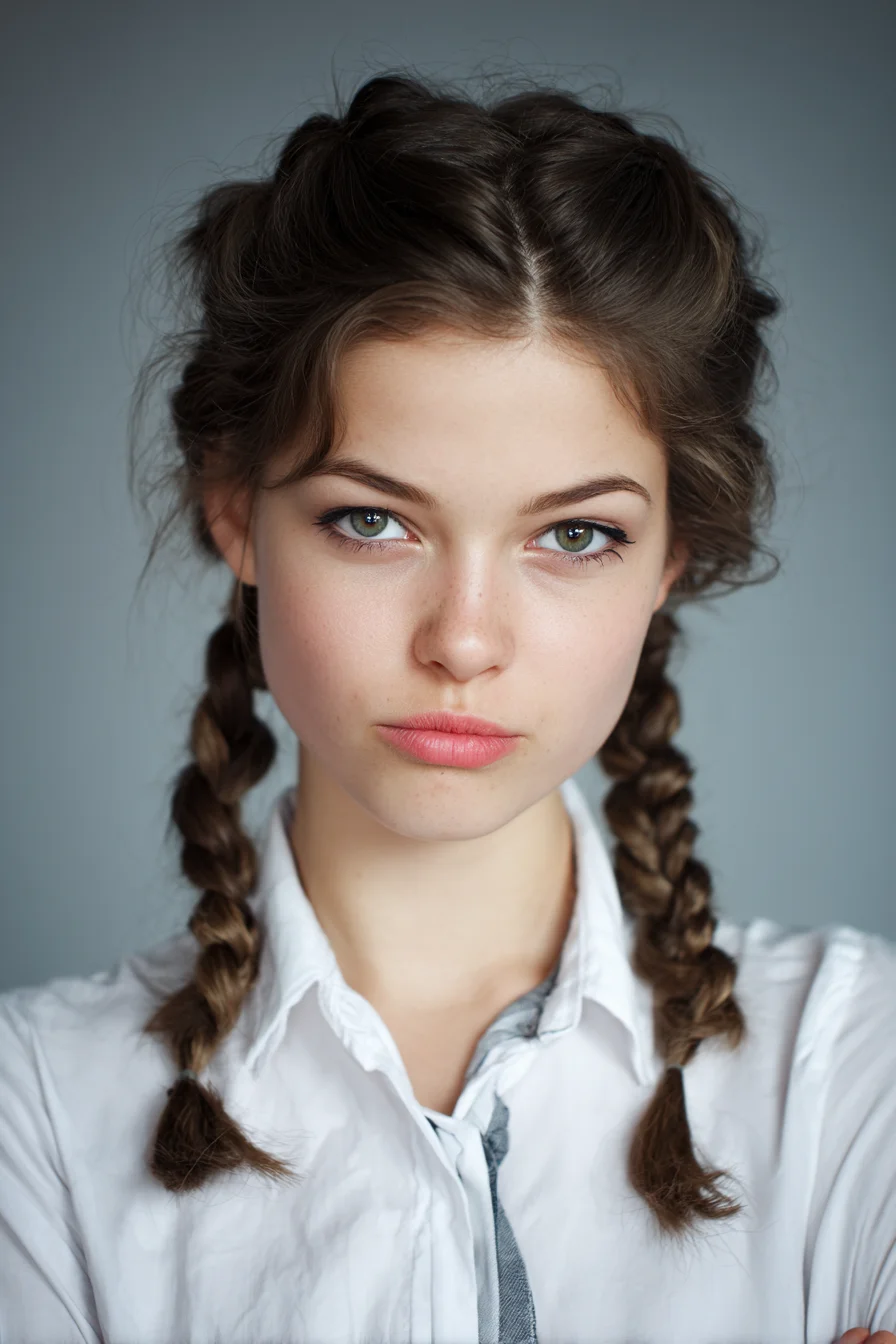 Textured Double French Braids with Soft Face‑Framing Pieces