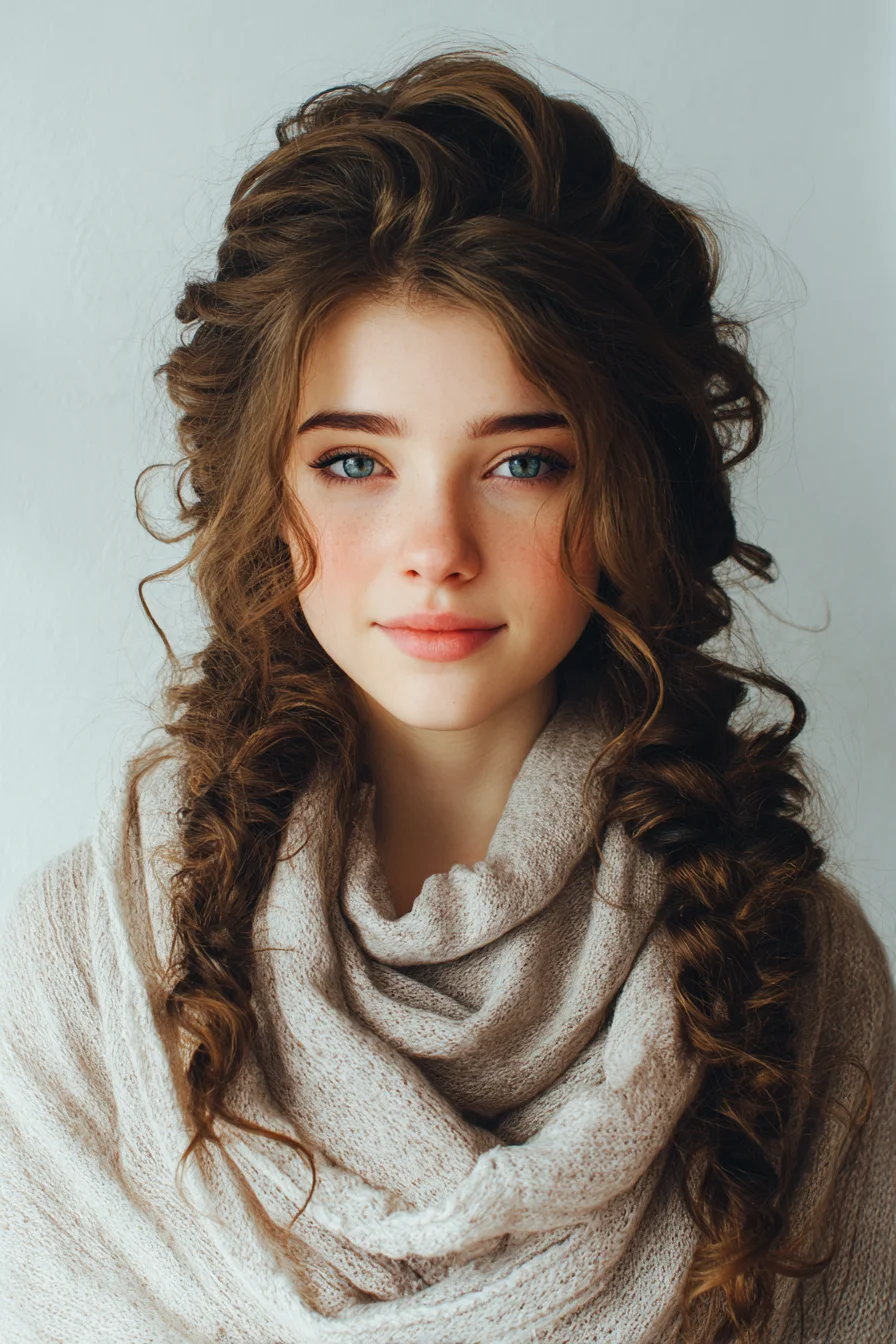 Textured Double Loose Braids with Voluminous Tousled Crown