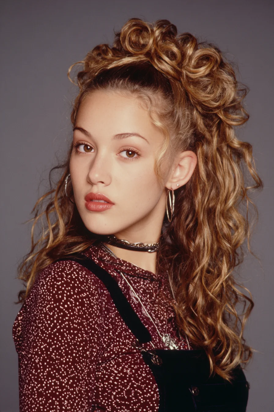 Textured Half-Up High Ponytail with Defined Spiral Curls