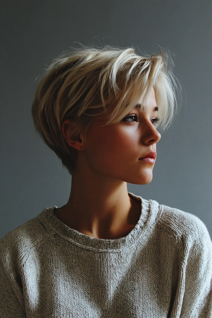 Textured Layered Pixie with Side‑Swept Fringe
