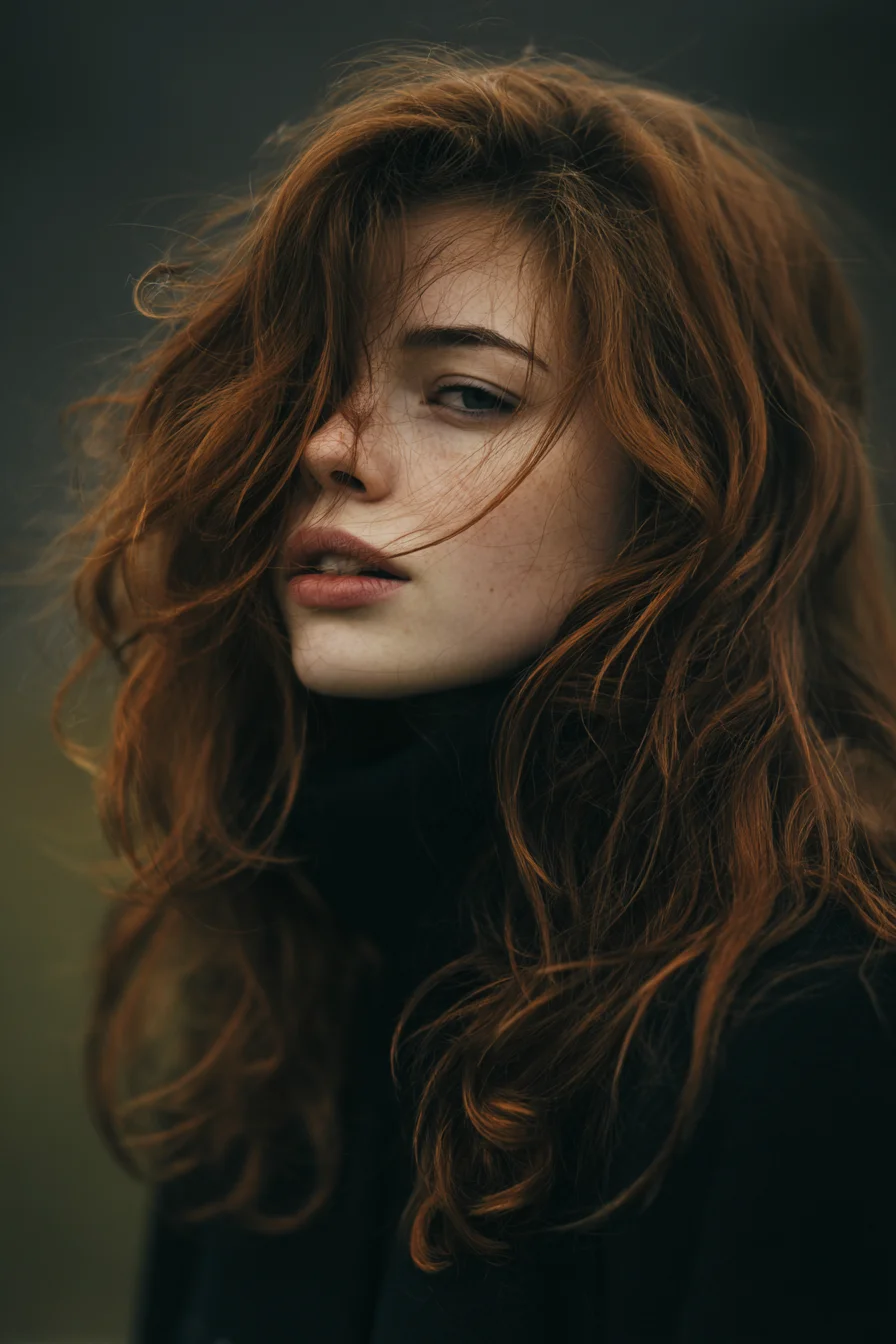 Textured Long Red Waves with Face-Framing Layers