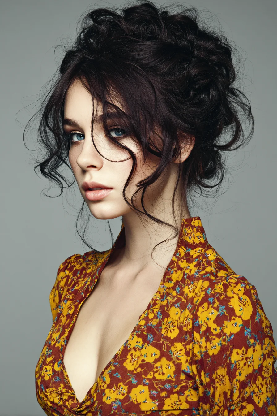 Textured Loose Updo with Face‑Framing Curls