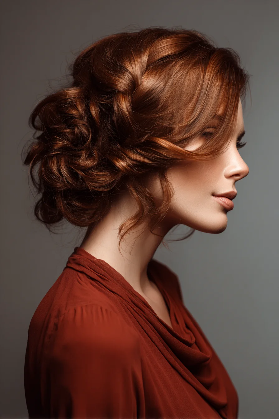 Textured Low Chignon Updo with Loose Face‑Framing Tendrils