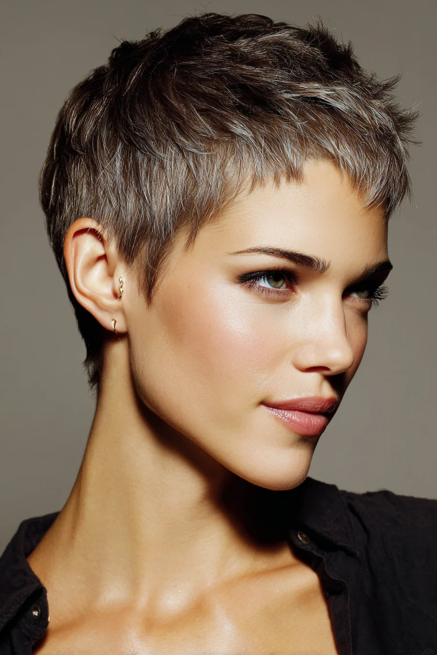 Textured Micro Pixie with Choppy Fringe — Short Layered Pixie Cut