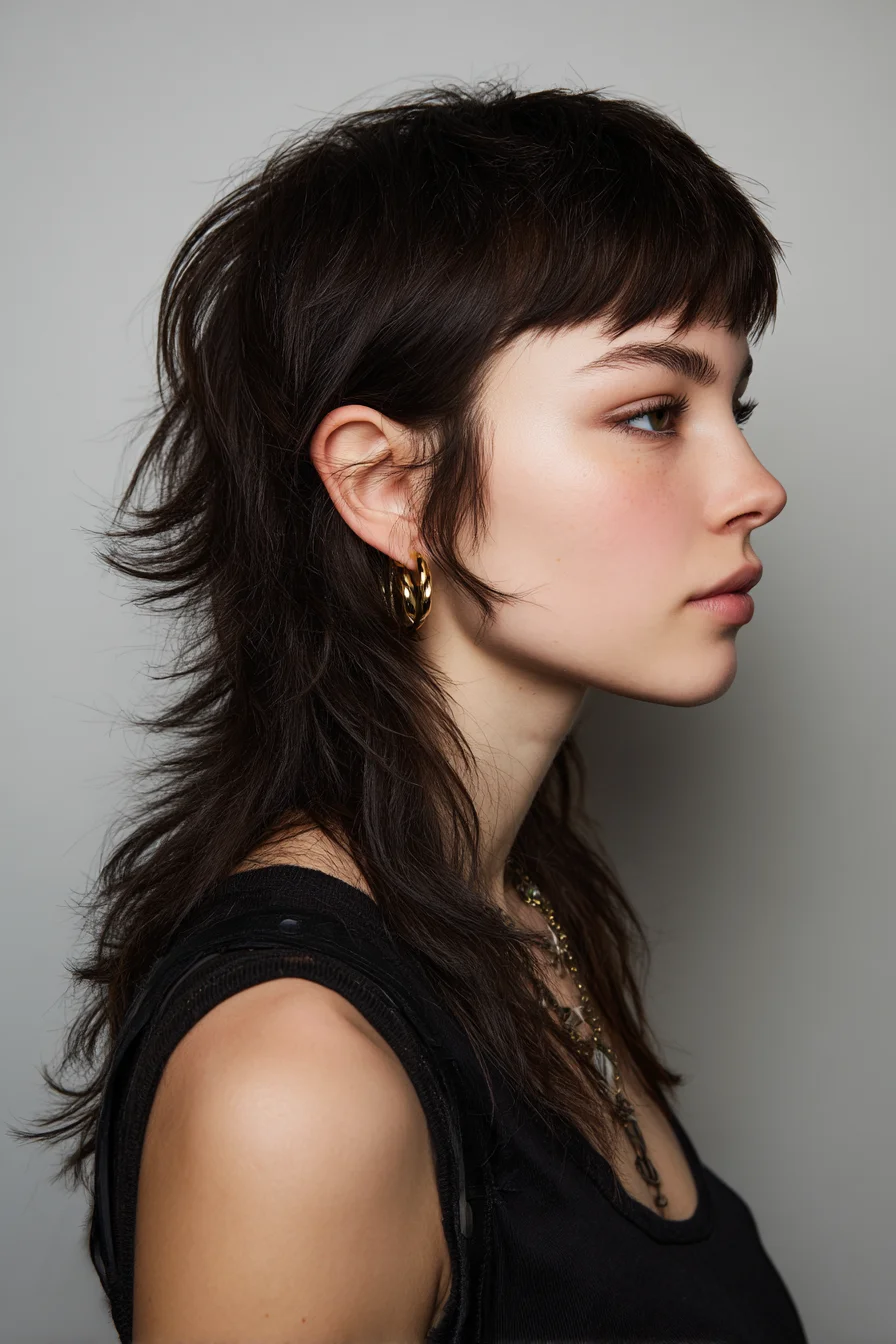 Textured Modern Shag Mullet with Micro Fringe