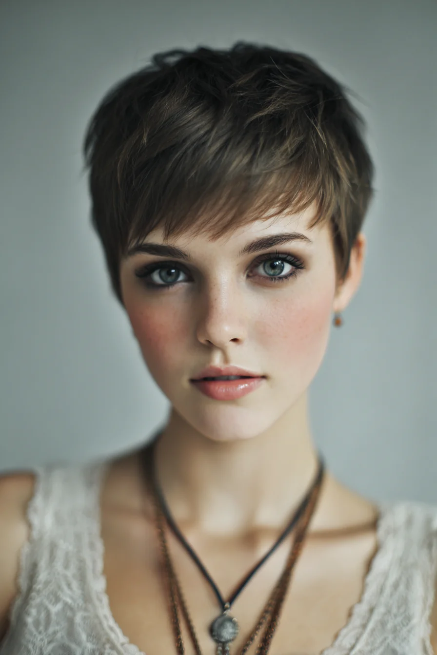 Textured Pixie Cut with Soft Fringe — Short Layered Hairstyle