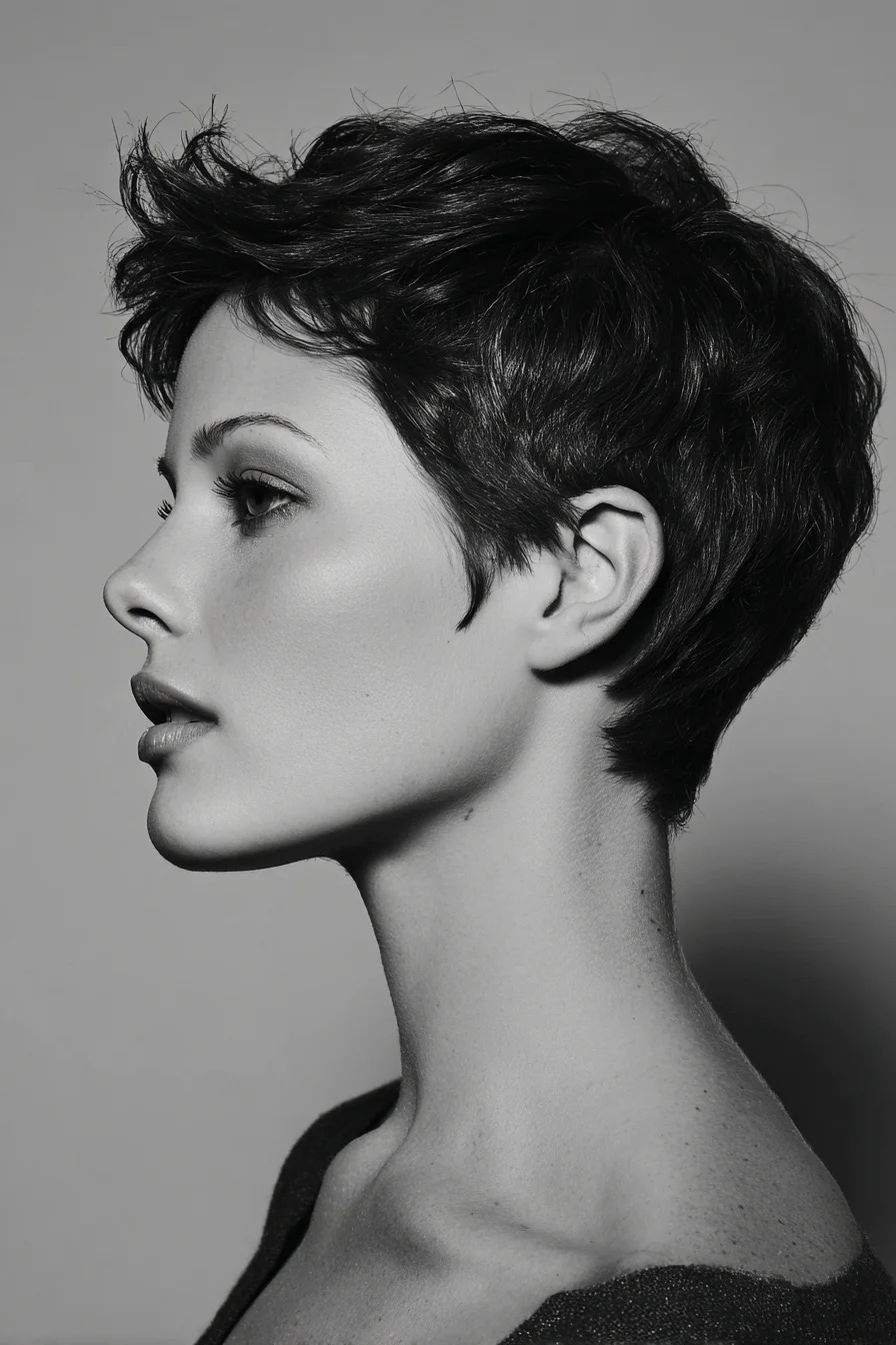 Textured Pixie Cut with Tousled Fringe — Short Layered Hairstyle