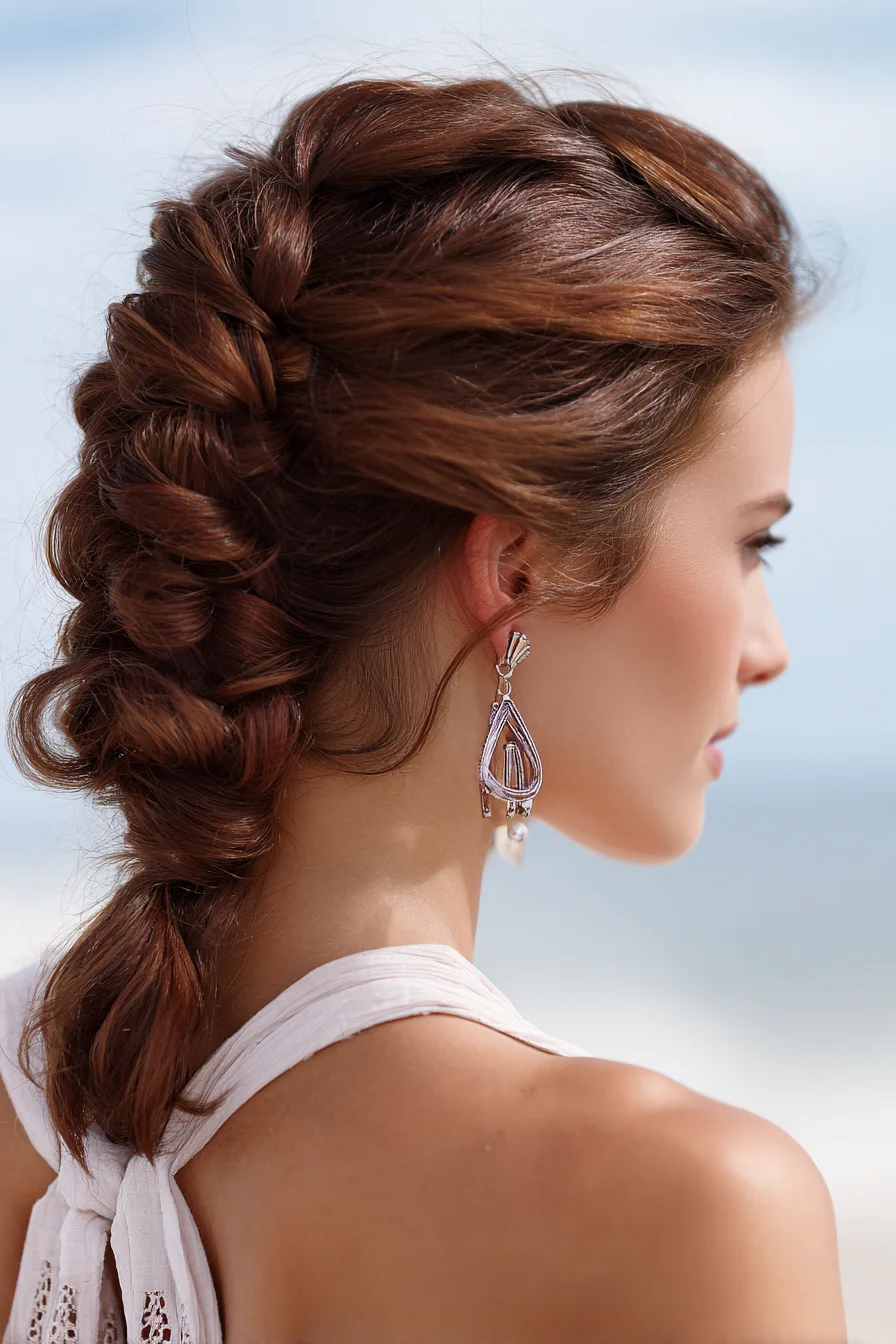 Textured Pull-Through Low Braid Updo