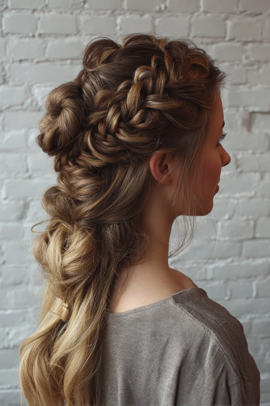 Textured Pull-Through & Rope Braid Half-Up with Loose Waves