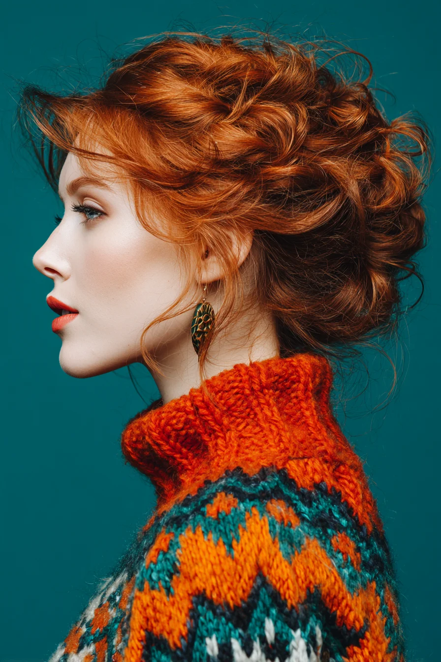 Textured Romantic Messy Updo for Wavy and Curly Hair