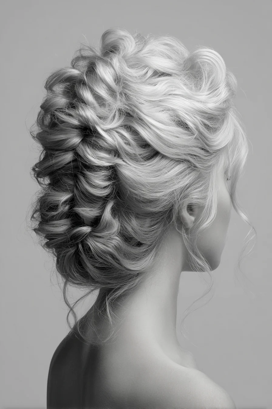 Textured Romantic Twisted Updo with Soft Face‑Framing Tendrils