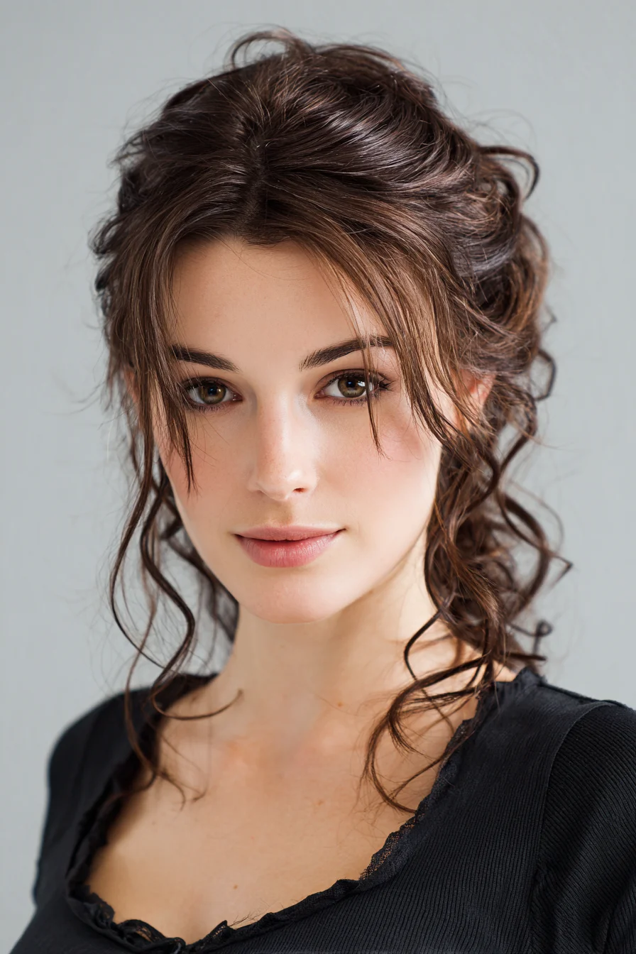 Textured Romantic Updo with Face‑Framing Tendrils