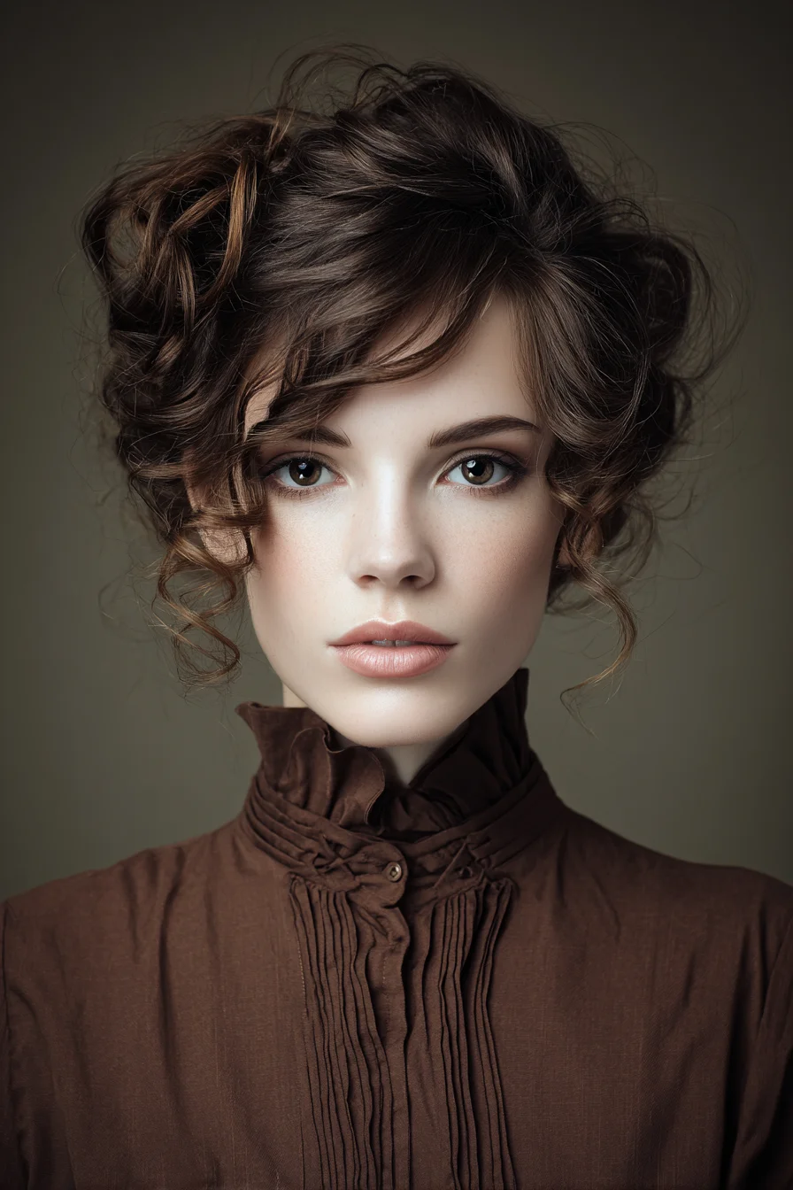 Textured Romantic Updo with Loose Face‑Framing Curls