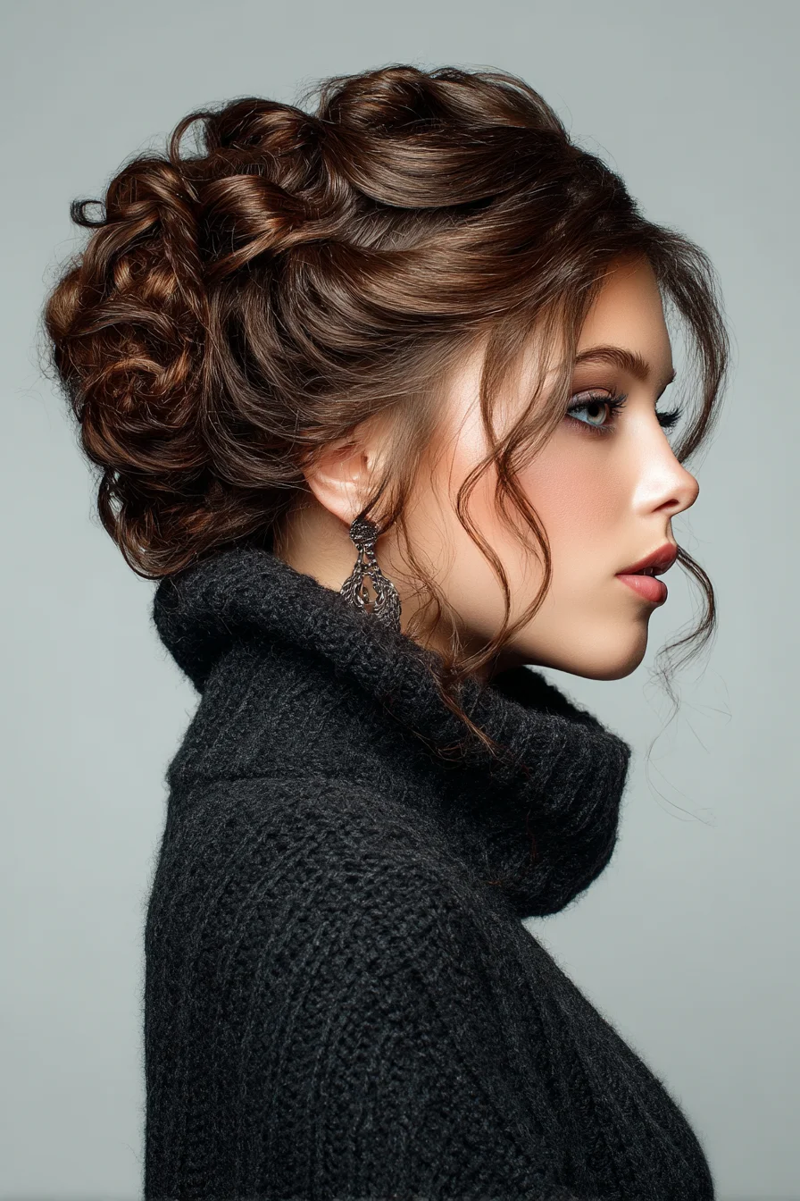 Textured Romantic Updo with Loose Face-Framing Tendrils