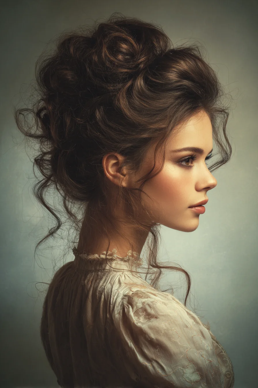 Textured Romantic Voluminous Updo with Face‑Framing Tendrils