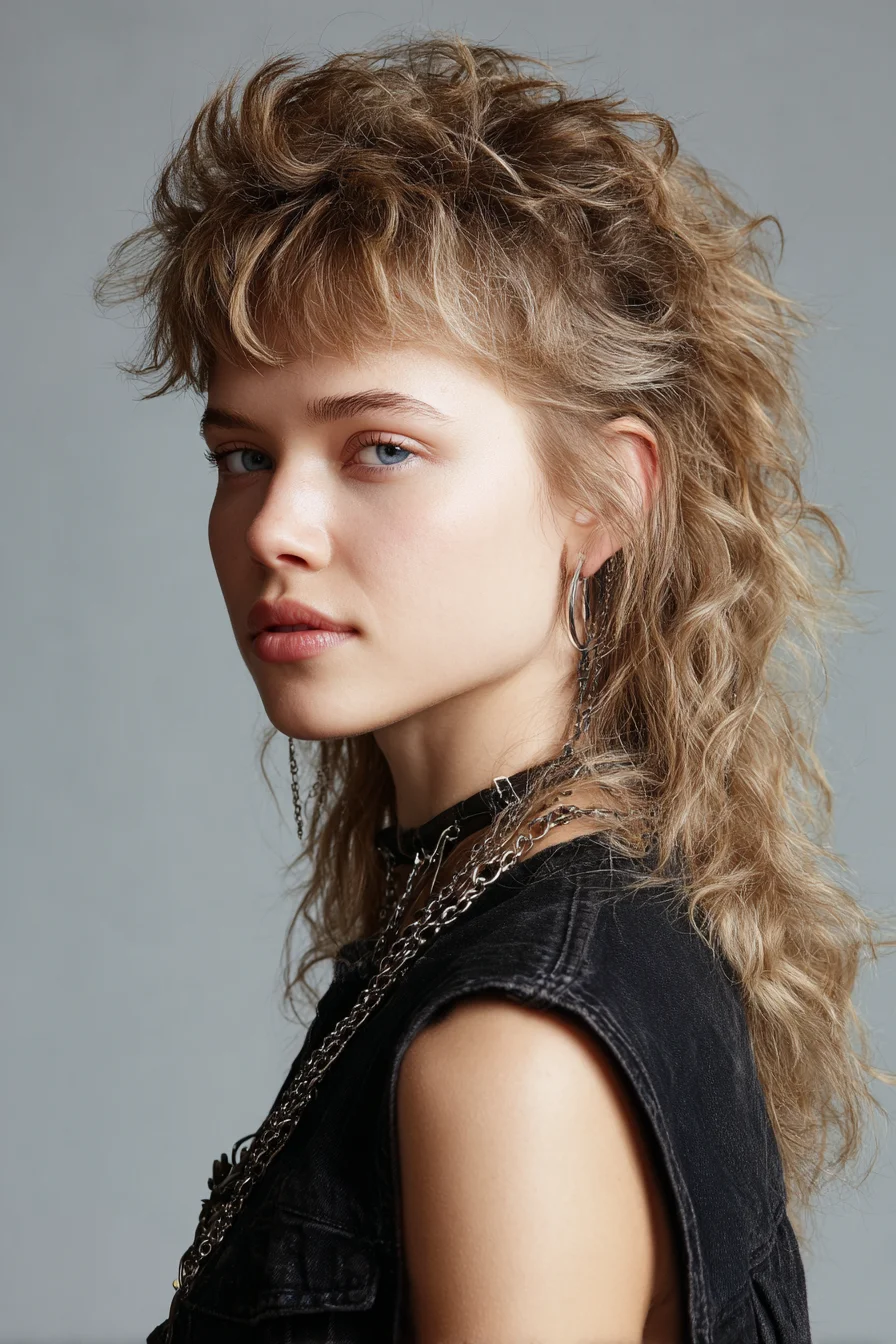 Textured Shag Mullet with Choppy Fringe — Ideal for Wavy & Curly Hair