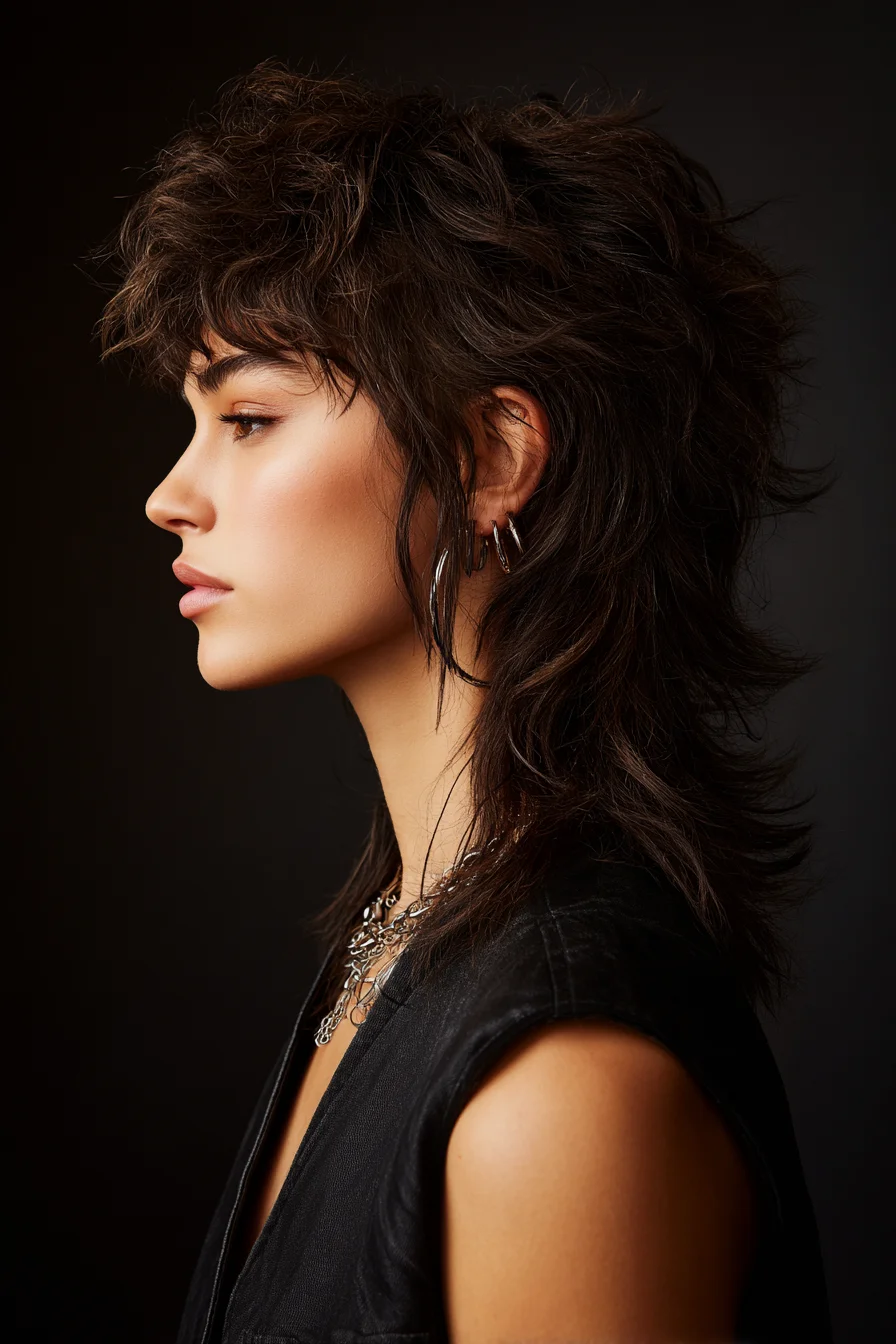 Textured Shag Mullet with Choppy Fringe — Layered Medium-Length Cut