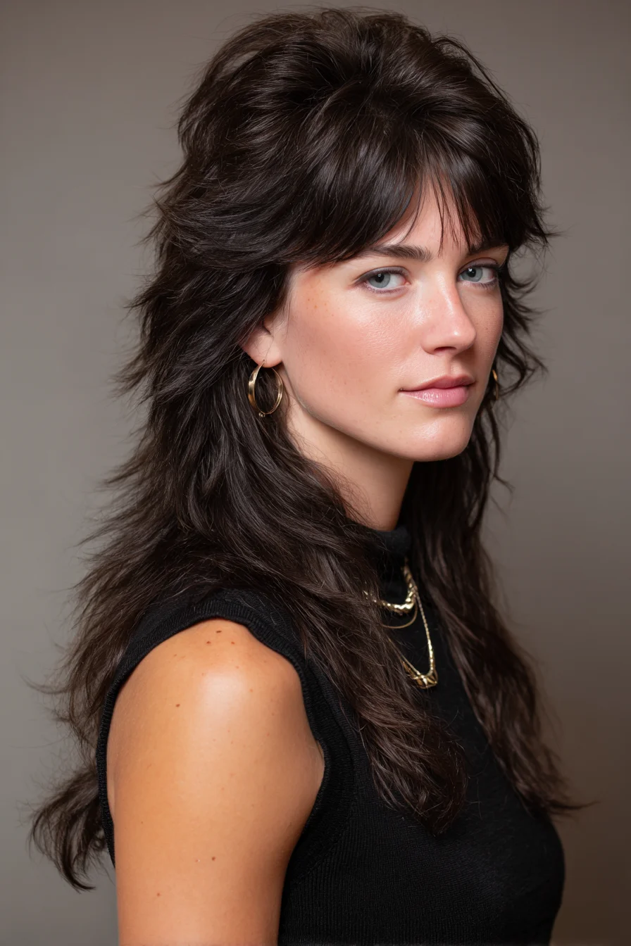 Textured Shag Mullet with Curtain Bangs — Medium/Long Hair