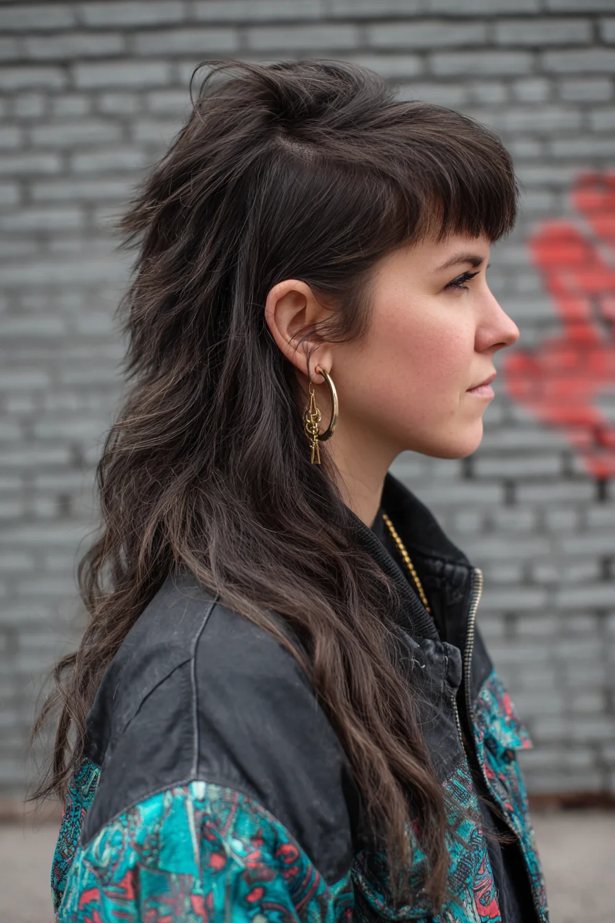 Textured Shag Mullet with Micro Bangs — Layered, Piecey Long Shag
