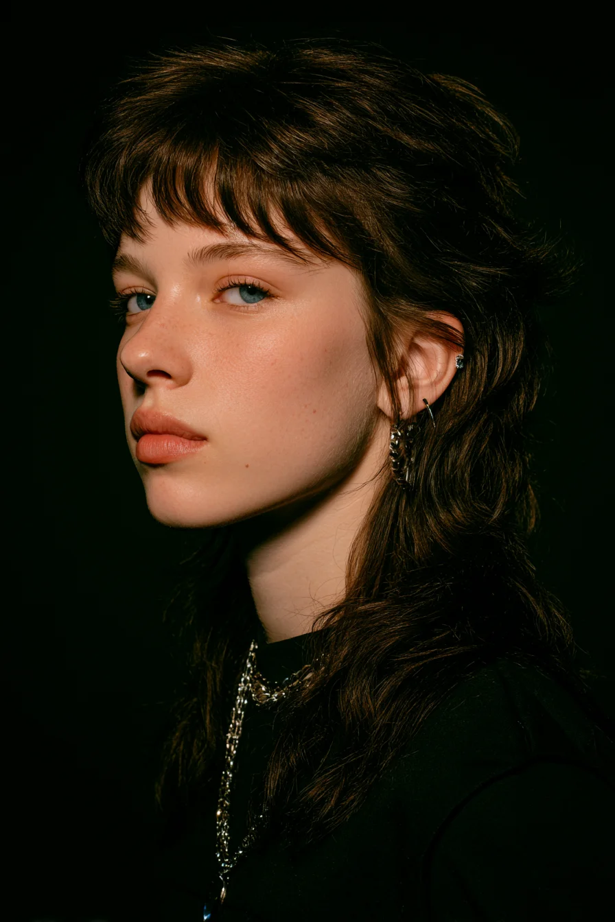 Textured Shag Mullet with Micro Bangs