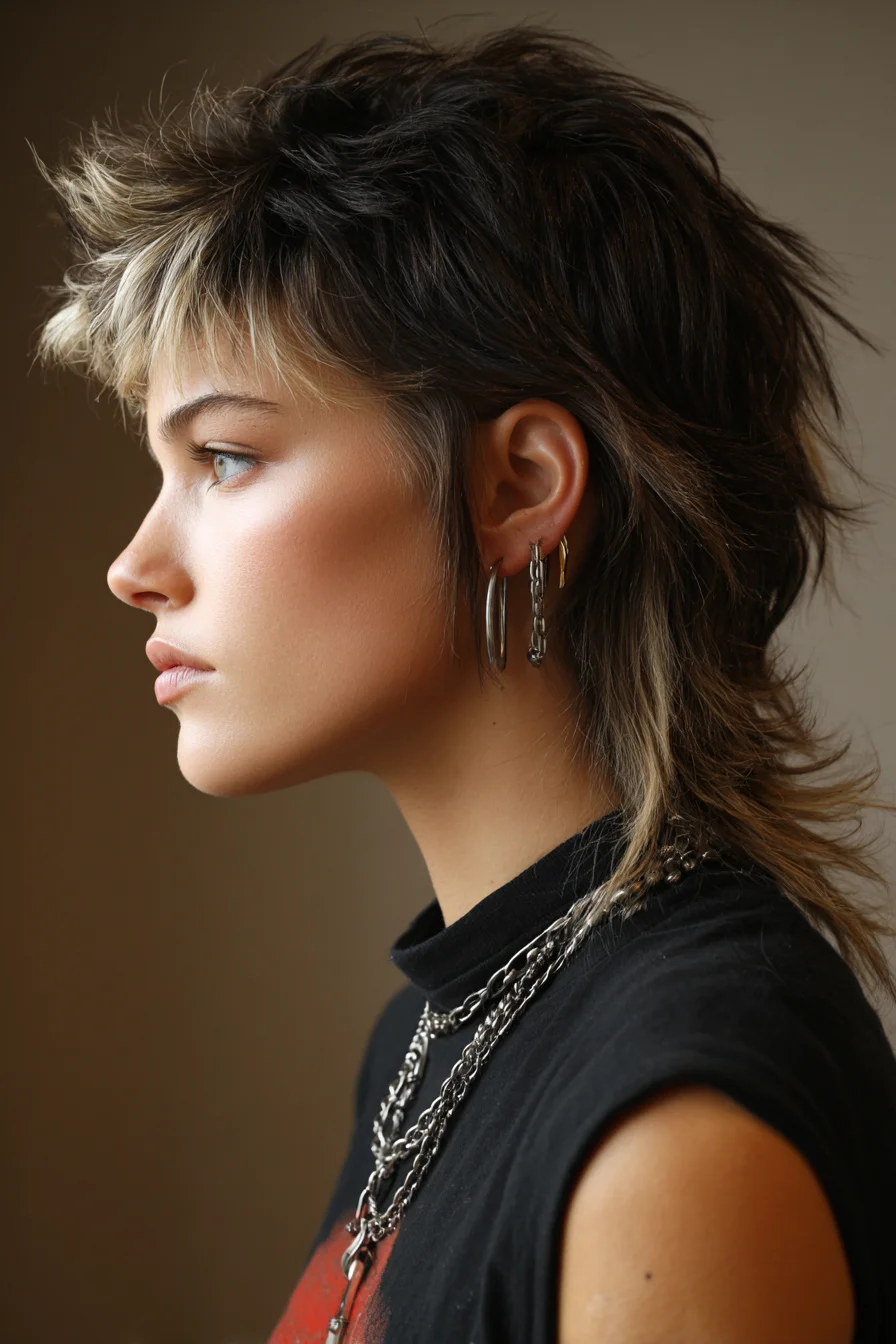 Textured Shaggy Mullet with Choppy Micro Bangs - Short-to-Medium Layered Cut
