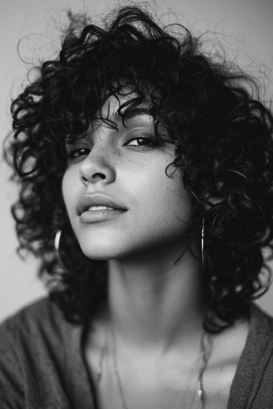 Textured Short Curly Bob with Face‑Framing Bangs