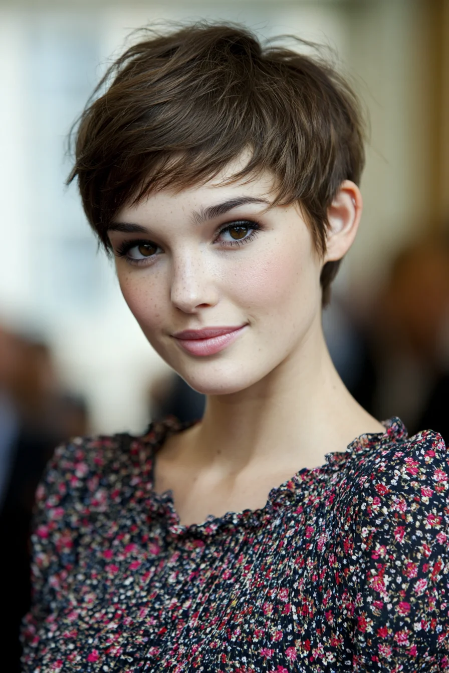 Textured Short Pixie with Soft Fringe