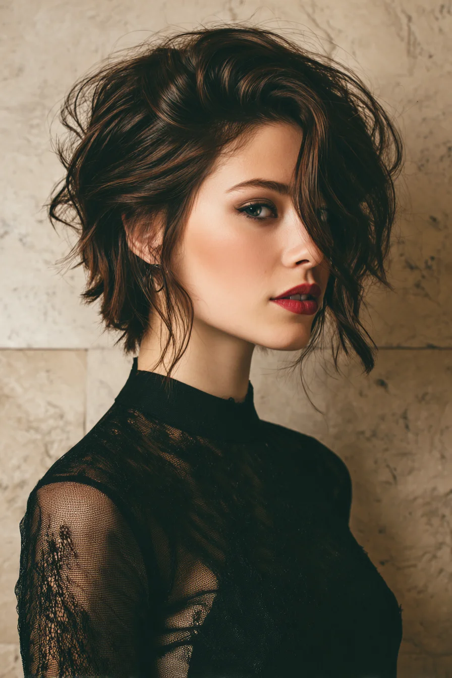 Textured Short Shag Bob with Face‑Framing Layers