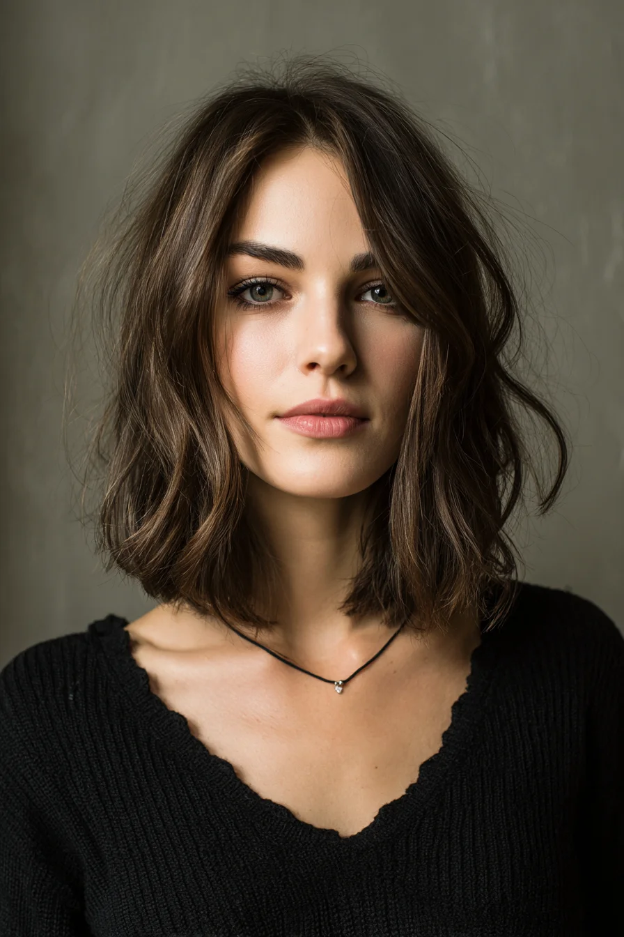Textured Shoulder-Length Bob with Soft Face-Framing Layers