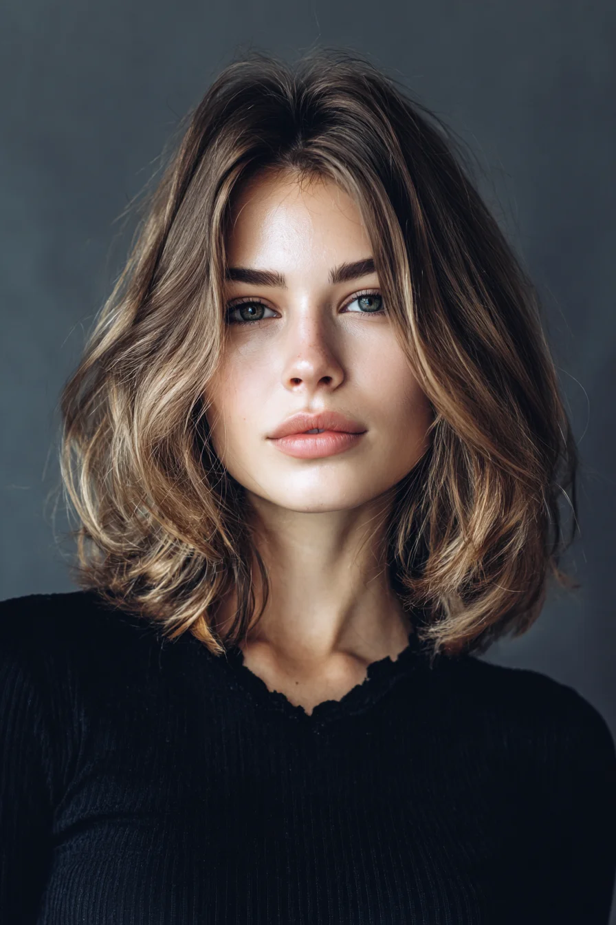Textured Shoulder‑Length Lob with Face‑Framing Layers and Soft Waves