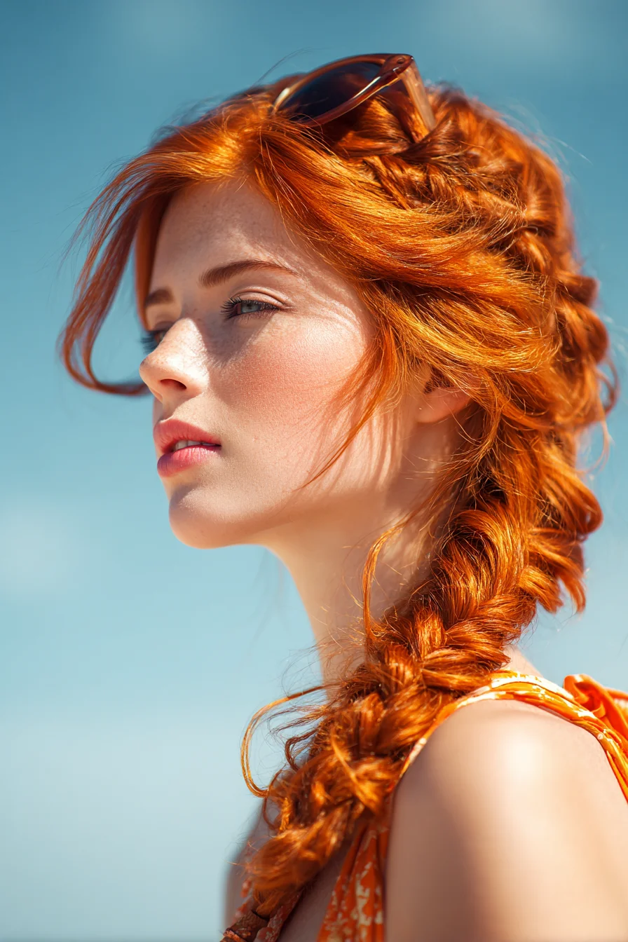 Textured Side Fishtail Braid with Loose Face‑Framing Pieces