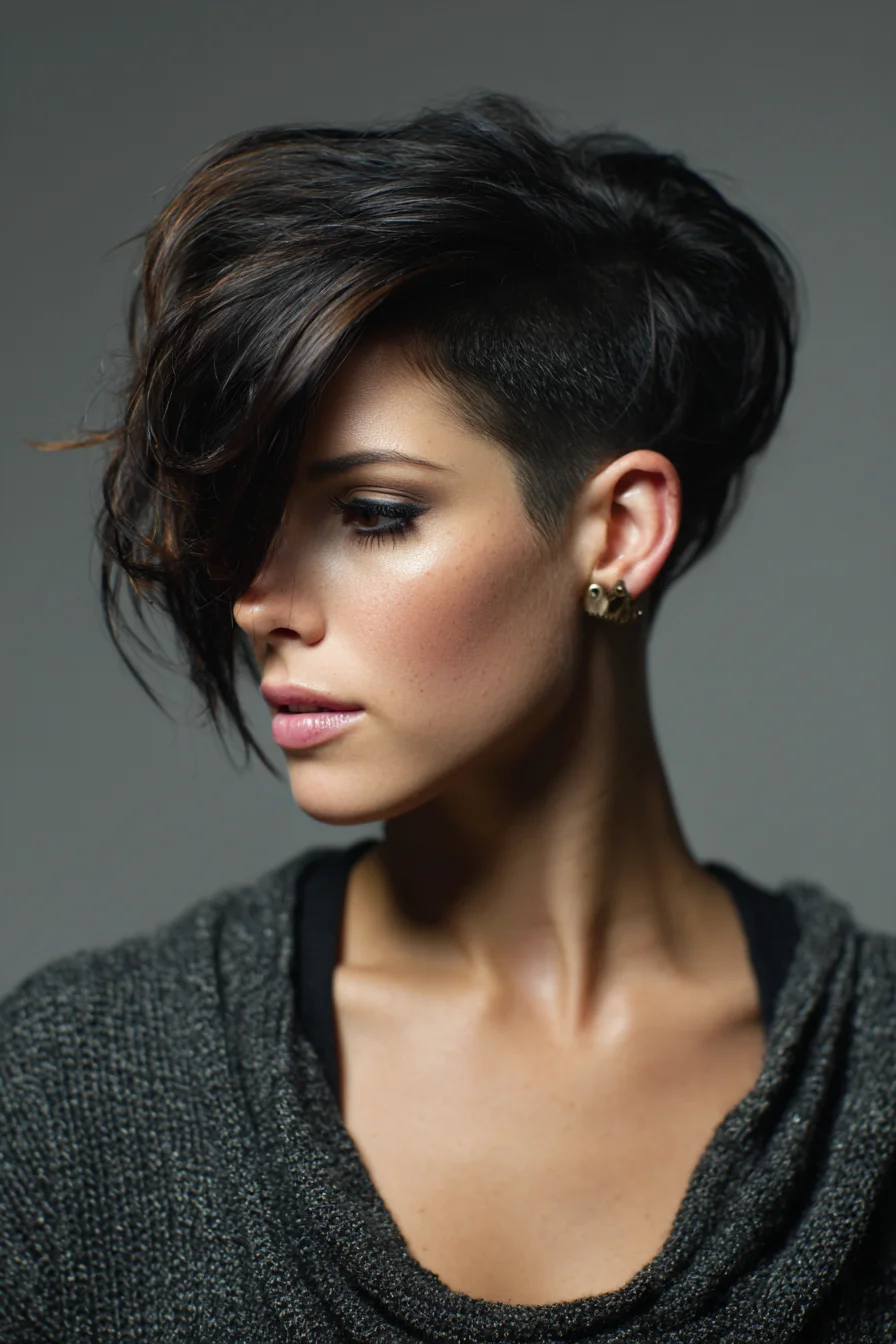 Textured Side‑Swept Asymmetrical Pixie with Tapered Undercut