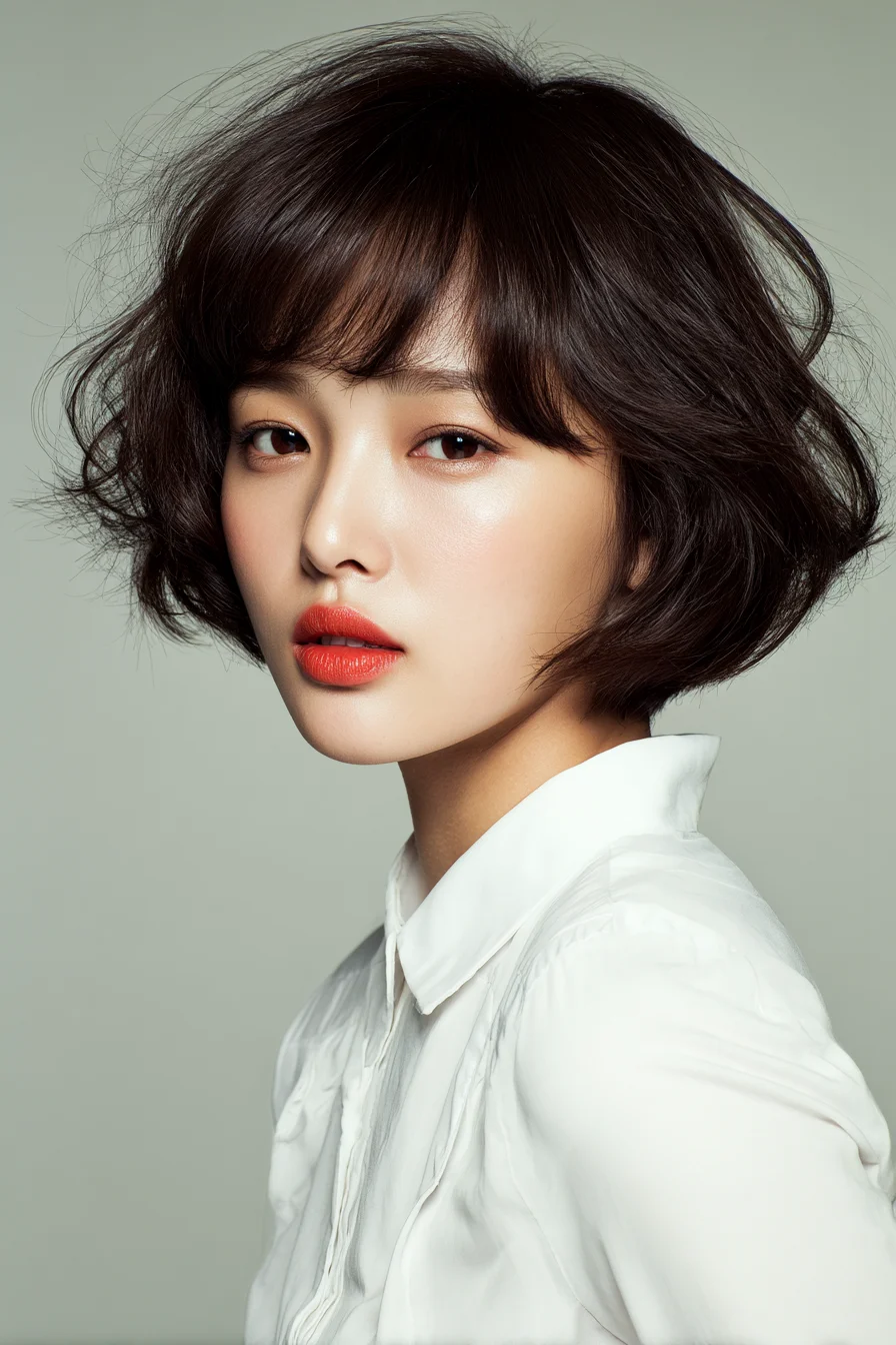 Textured Tousled Bob with Wispy Fringe