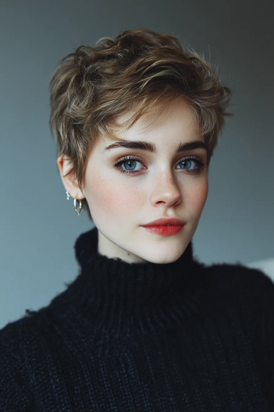 Textured Tousled Pixie Cut with Choppy Fringe — Short Layered Pixie