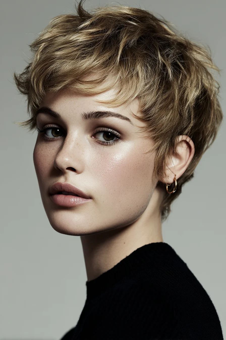 Textured Tousled Pixie Cut with Soft Fringe