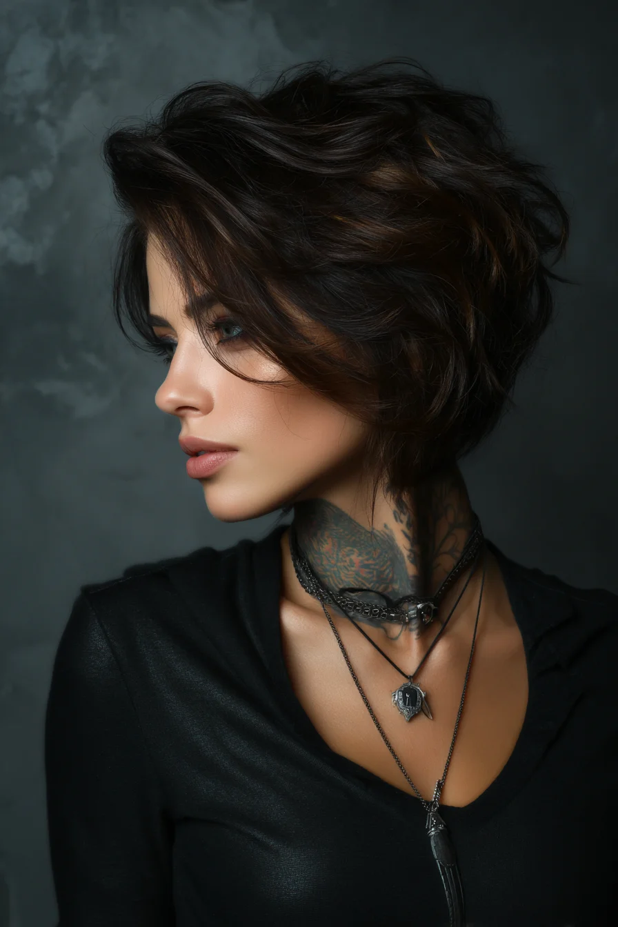 Textured Tousled Short Bob with Side‑Swept Fringe